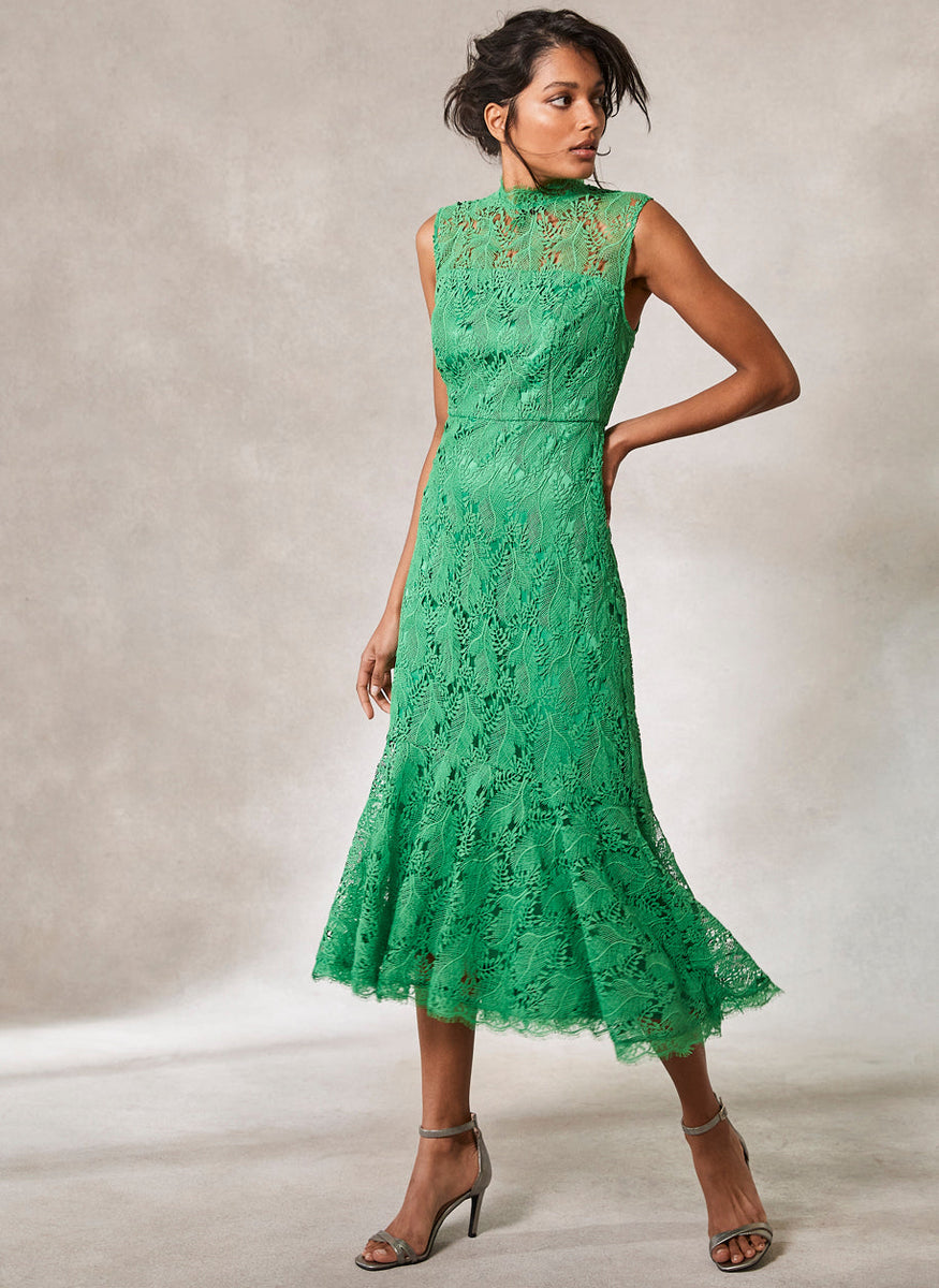 Green Lace Midi Dress – Mint Velvet